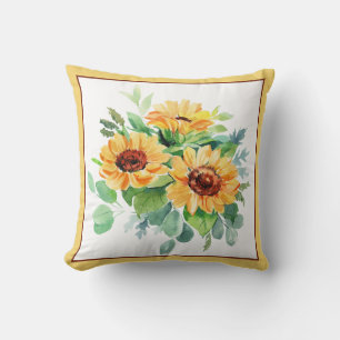 Tournesols à l'aquarelle Coussin jetable