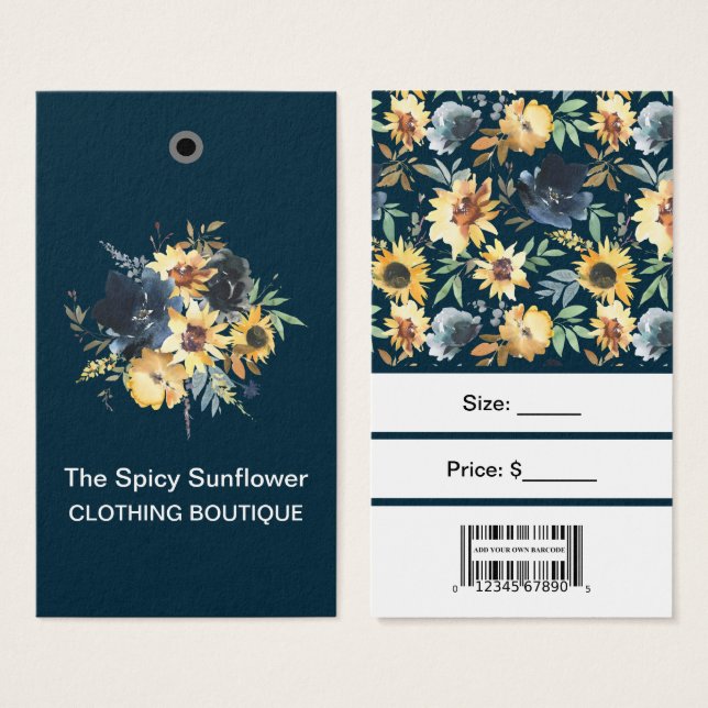Tournesols avec étiquettes de prix à code-barres  (Devant & derrière)