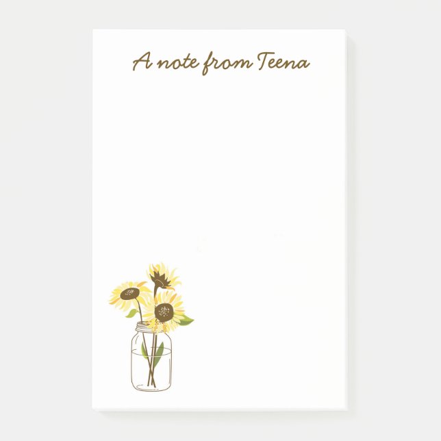Tournesols Dans Un Mason Jar Post-It Notes (Devant)