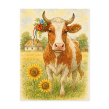 Tournesols de vache ukrainienne Carte postale Post