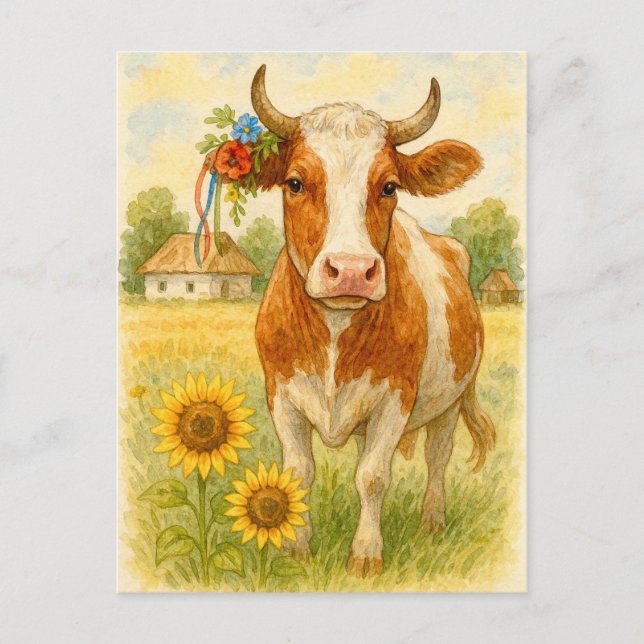 Tournesols de vache ukrainienne Carte postale Post (Devant)
