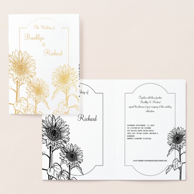 Tournesols d'or, Elégante invitation de mariage (Affichage)
