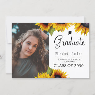 Tournesols en or 2 photos faire-part de graduation