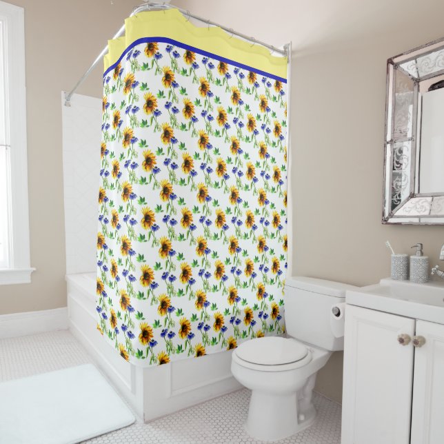 Tournesols Et Anémones Douche Rideau (En situation)