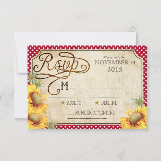 Tournesols et coq Pays Carte RSVP Picinique (Devant)