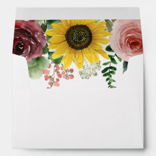 Tournesols et enveloppe Rose florale
