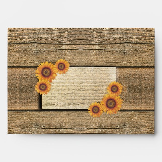 tournesols et enveloppes mariages en bois (Devant)