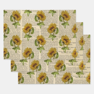 Tournesols et papier journal Vintage