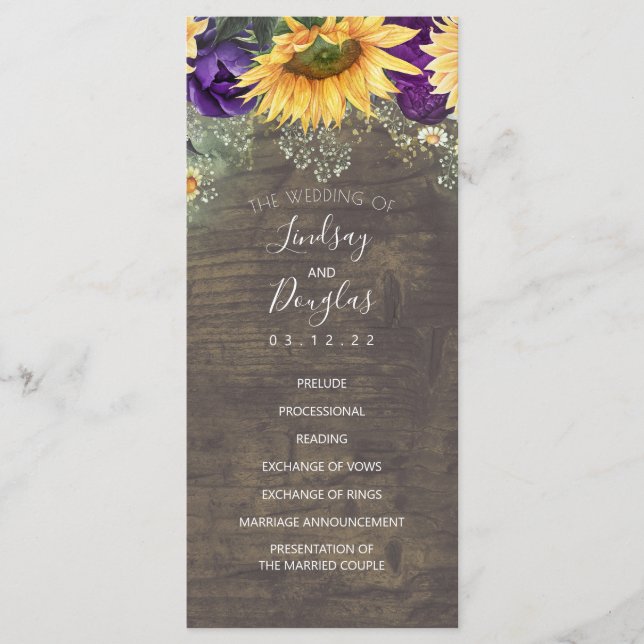 Tournesols et programmes de mariage des Roses viol (Devant)