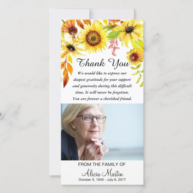 Tournesols floraux commémoratifs de Merci de (Devant)