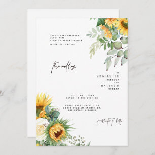 Tournesols Modernes En Fleur De Verdure Invitation