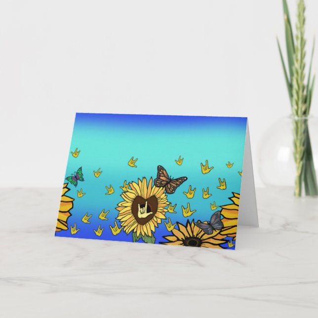 Tournesols - n- Cartes de voeux pour papillons (Devant)