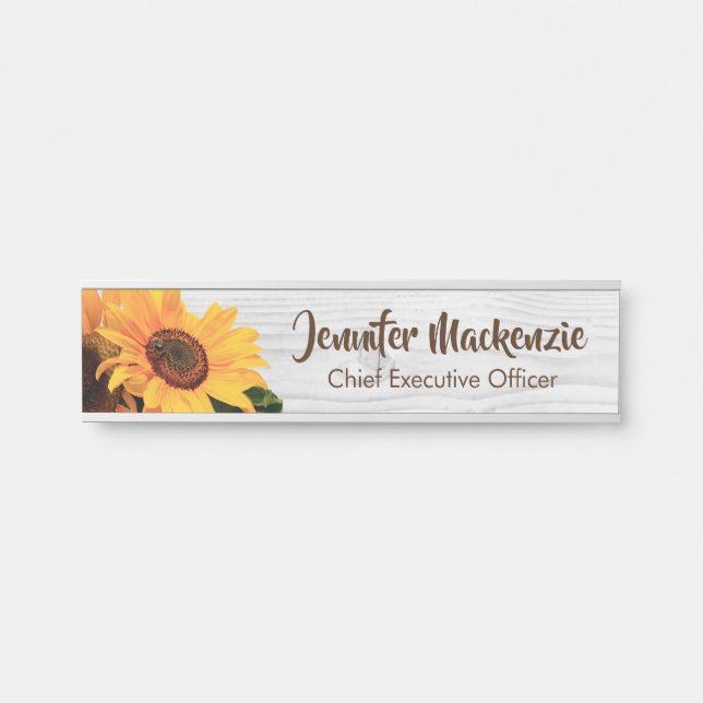 Tournesols Porte pendante joyeuse Plaque de nom de (Devant)