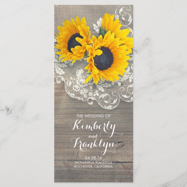Tournesols Rustique Dentelle de bois Programmes de (Devant)