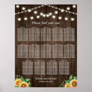 Tournesols rustiques 14 Tables Mariage Tableau de 