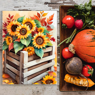 Tournesols rustiques en Crate Poster mural d'autom
