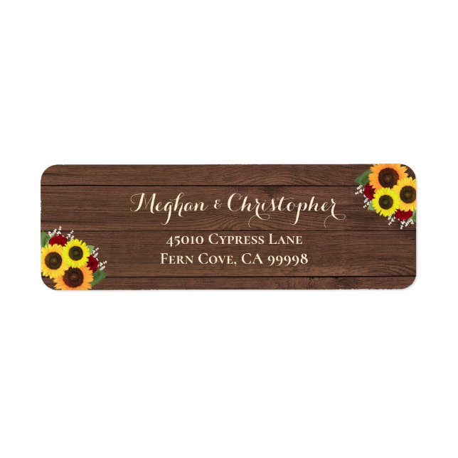 Tournesols Rustiques Roses Bois Floral Adresse de  (Devant)