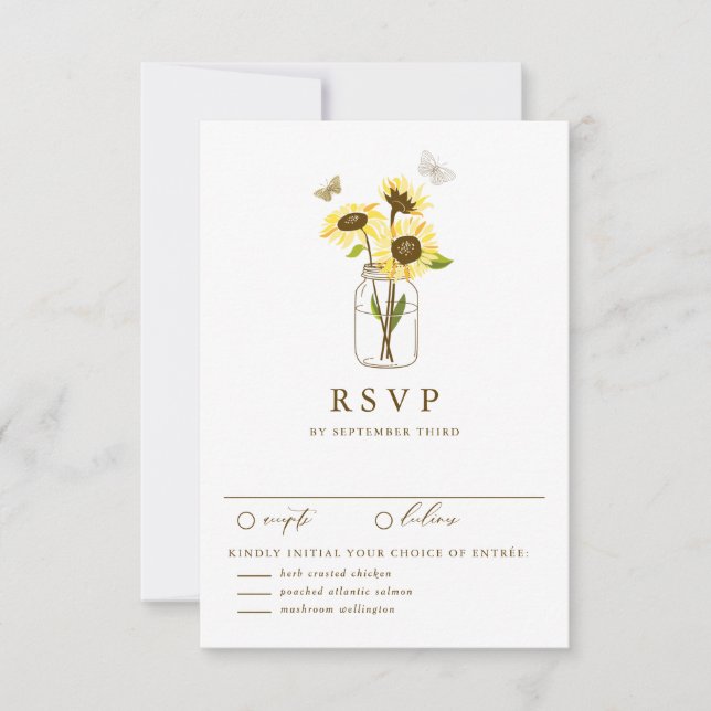 Tournesols rustiques sur une carte RSVP Mason Jar  (Devant)