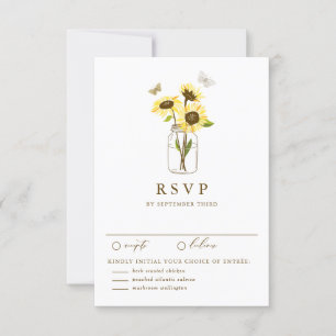 Tournesols rustiques sur une carte RSVP Mason Jar 
