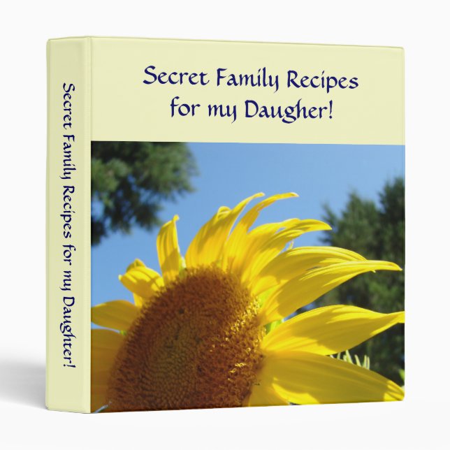 Tournesols secrets de livre de classeur de (Devant/Côté)