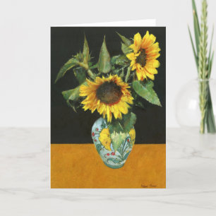 Tournesols Sur Carte De Voeux Or