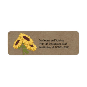 Tournesols sur Rustic Kraft Adresse de retour