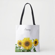 Tournesols sur sac fourre-tout blanc
