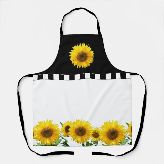 Tournesols sur tablier noir et blanc (Recto)