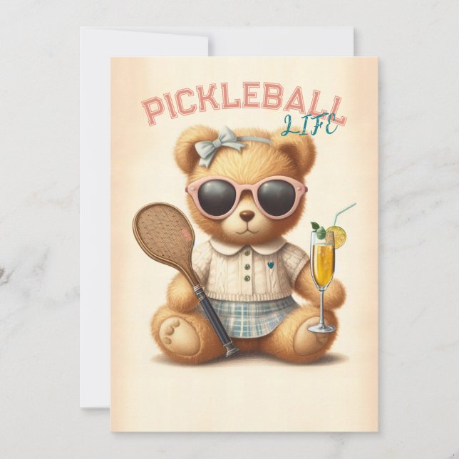 Tournoi de la fête de Pickleball Invitations Teddy (Devant)