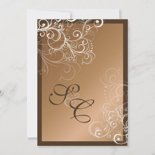 Tournoi de mariage en cuivre + perle Invitations (Devant)