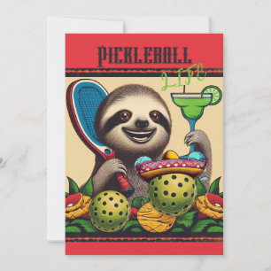 Tournoi de Pickleball Invitations Sloth