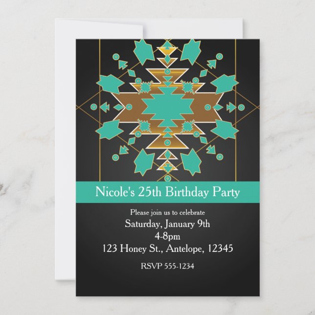 Tourquoise du Sud-Ouest Gold & Black Invitations (Devant)