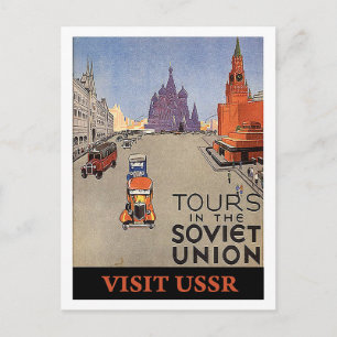 Tours in Soviet Union, visit USSR, vintage, travel Postcard
