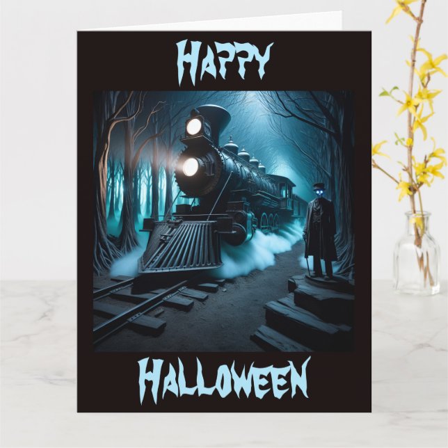 Tous à bord de la carte Ghost Train Halloween (Fleur jaune)