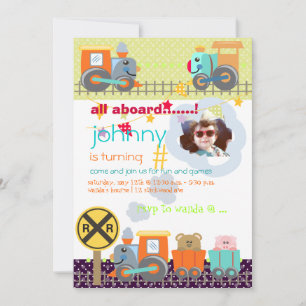 Tous à bord, trains invitations de fête d'annivers