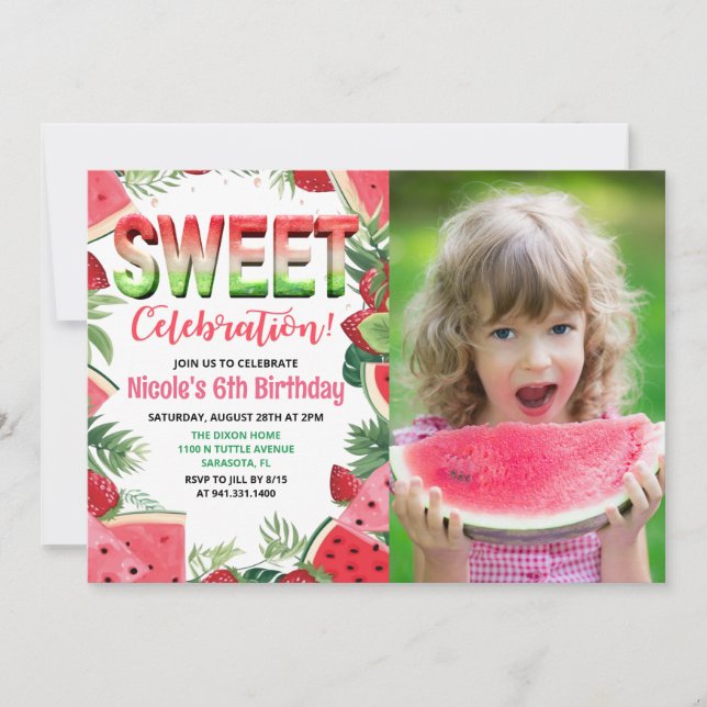 TOUS ÂGES - Invitation d'anniversaire Pastèque (Devant)