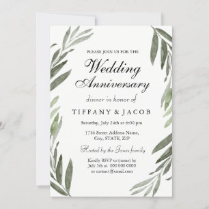 Tous les ans Mariage feuille verte Invitation Anni
