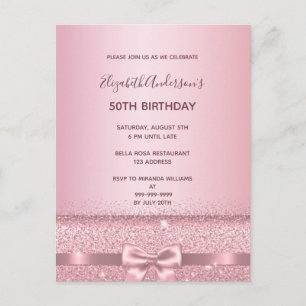 Tout âge anniversaire fête rose or invitation