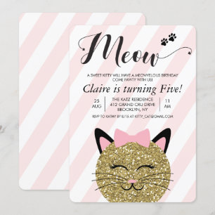 TOUT ÂGE - Chat Kitten Meow Invitation d'anniversa