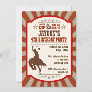 Tout âge Cowboy Rodeo Anniversaire Fête Invitation