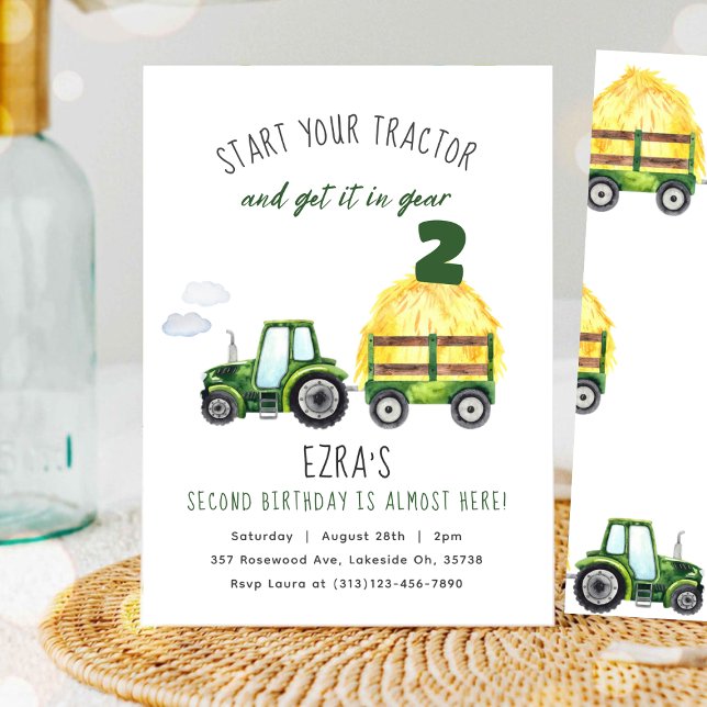 Tout âge Enfants Tracteur Anniversaire Invitation (Créateur téléchargé)