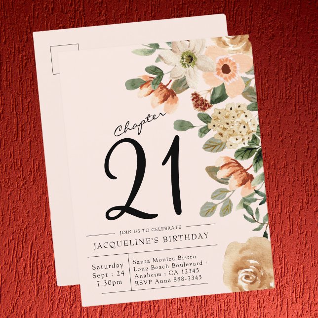 Tout âge Floral Aquarelle Anniversaire Invitation (Créateur téléchargé)