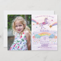 TOUT ÂGE - Invitation d'anniversaire licorne paill