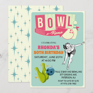 TOUT ÂGE - Invitation d'anniversaire rétro de bowl