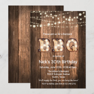 TOUT ÂGE - Invitation d'anniversaire Rustique BBQ