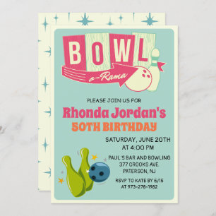 TOUT ÂGE - Retro Bowling Anniversaire Invitation