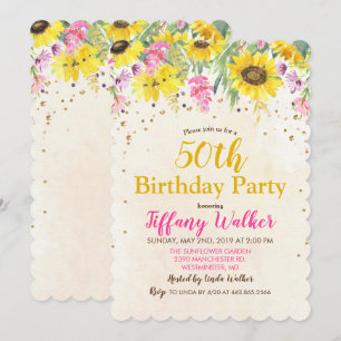 TOUT ÂGE - Tournesol Anniversaire Fête Invitation