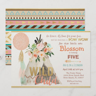 TOUT ÂGE - Tribal Teepee Tipi Invitation d'anniver