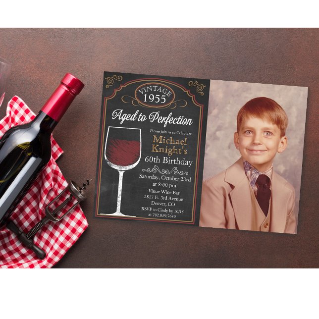 TOUT ÂGE Vin Adulte Anniversaire Photo Invitation (Créateur téléchargé)