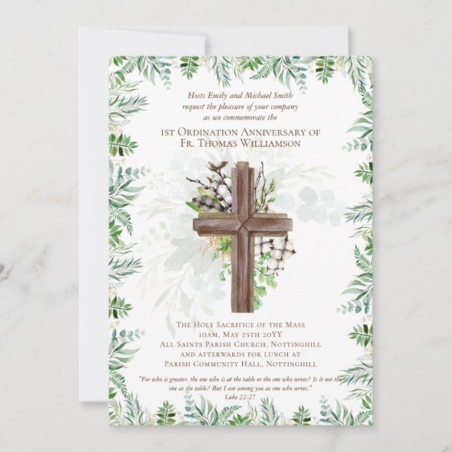 TOUT Anniversaire d'Ordination Invitation Bois rus (Devant)